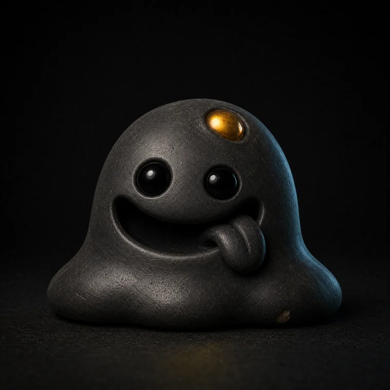 GLOB, a soft dome creature with a gold bead and a dopey grin