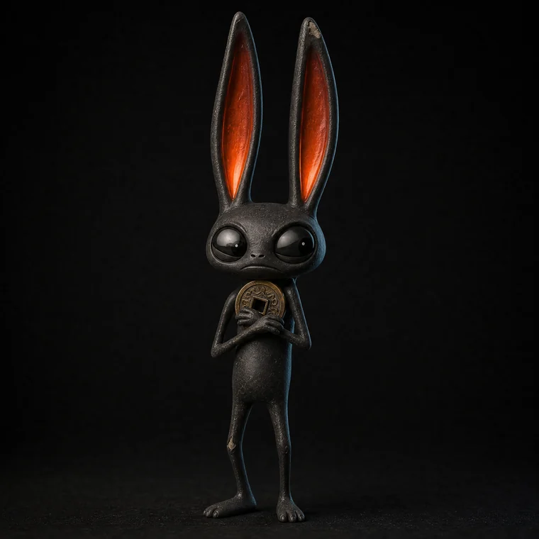 TICK, a tall thin creature with long glowing orange ears, looking paranoid